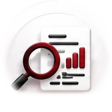 Magnifying glass over a report