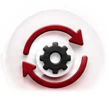 Circular arrows around a gear